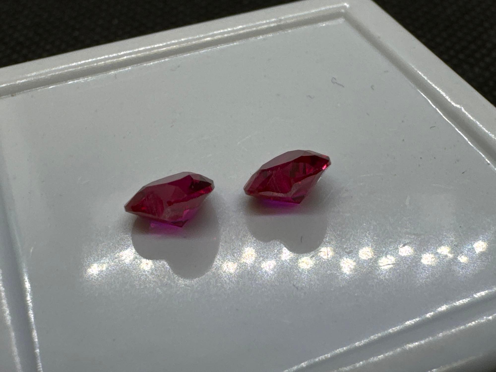 Pair Of Heart Cut Red Ruby Gemstones 1.75 Ct