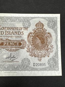 1975 Falkland Island Fifty Pence Banknote