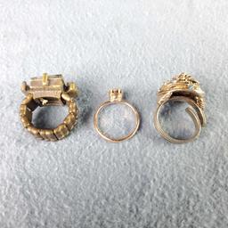 Lot of 3 costume jewelry rings
