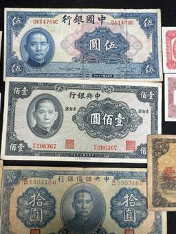 China Japan Thailand Banknotes