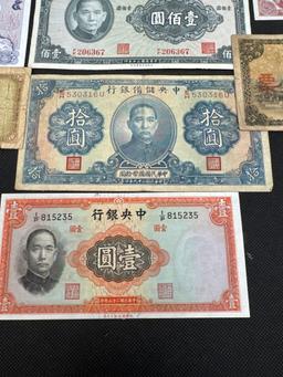China Japan Thailand Banknotes