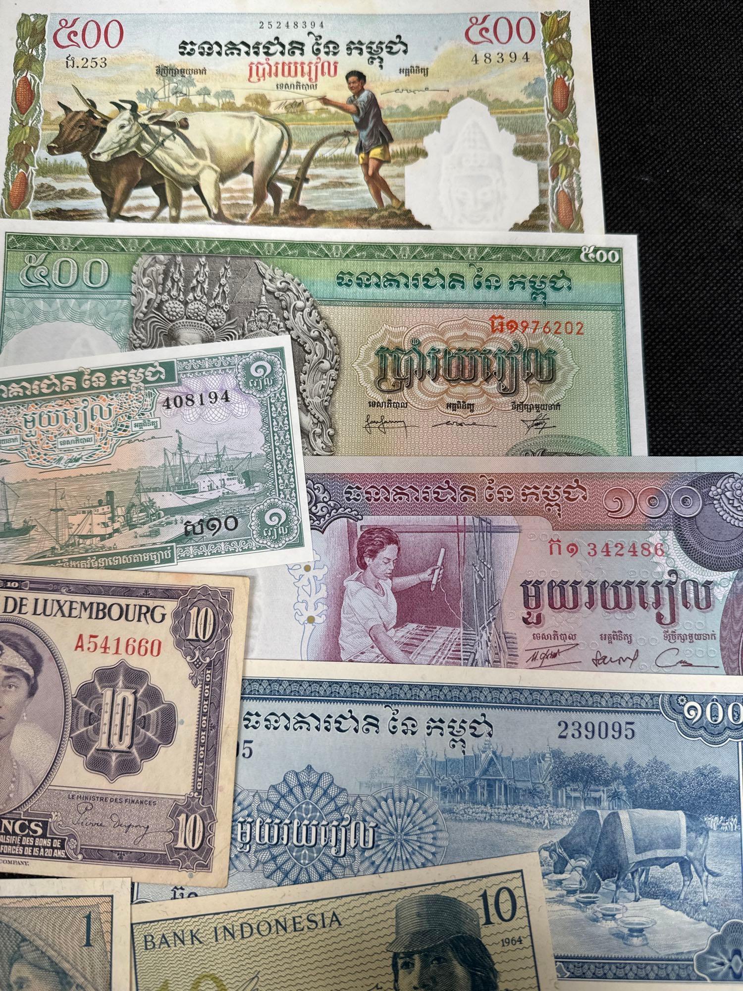 Kampuchea And Indonesia Banknotes