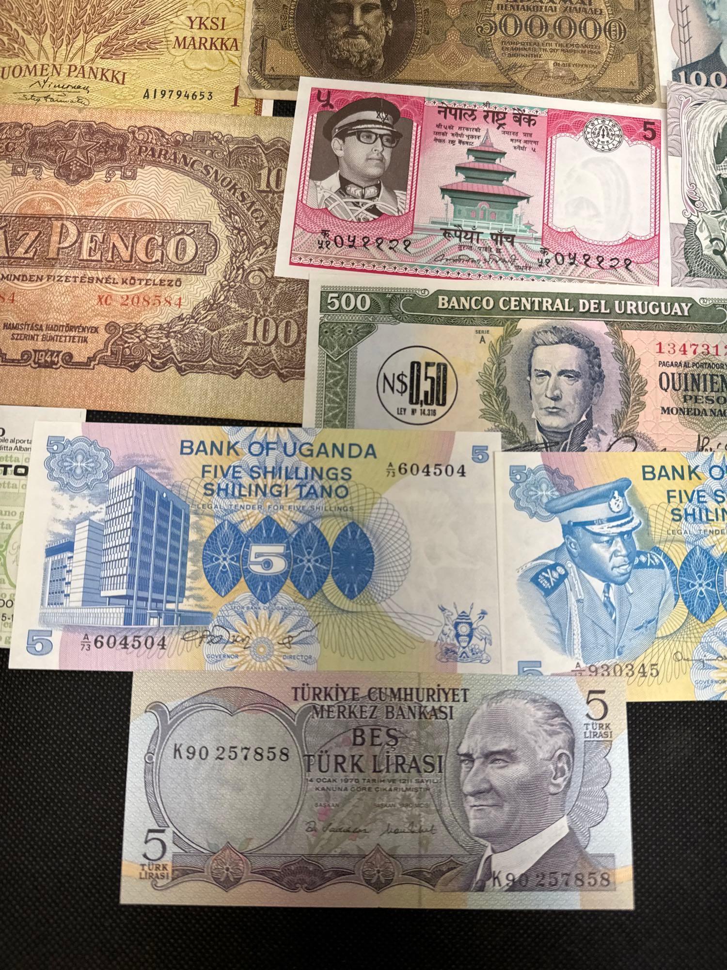 Foreign Banknotes Turkey, Italy, Nepal, Iceland, and more