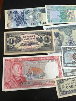 Foreign Banknotes Laos, Ghana, Haiti