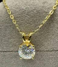 S925 Sterling Silver Moissanite Diamond Necklace 1ct Stone 1.93g Total FRA Cert
