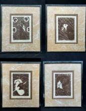 Set of 4 Signed Billington Bird Framed Art