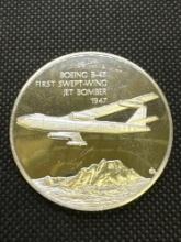 History Of Flight Boeing B-47 1st Swept-wing Jet Bomber 1947 Sterling Silver Coin 1.33 Oz