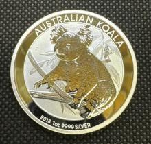 2018 Australian Koala 1 Troy Oz 999 Fine Silver Bullion Coin