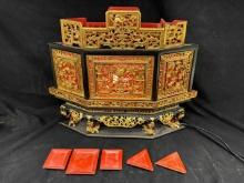 Ornate Gilded & Lacquered Wooden Offering Box Lamp China