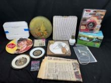 Collectible Plates, IPad with case, old newspapers, more