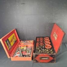 2 boxes vintage Gilbert Erector toy sets reversing electric engine