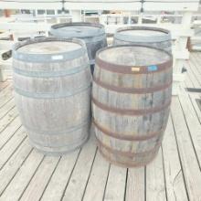 Lot 4 vintage wine barrels various sizes