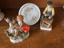 Shoemaker porcelain figurine boy cording a girl figuring