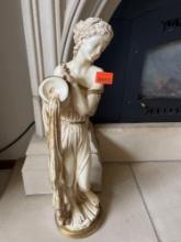 Vintage 1959 universal Staturay corp. Chalk ware of Roman woman pouring jug.