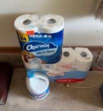 Bleach, toilet paper, and paper towels