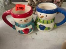 2 pc snowman mugs.