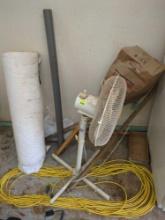 Fan, extension cord and misc items