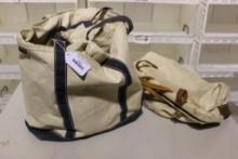 Two canvas bags, one with shooting items and one Klein canvas tool bag. Used.
