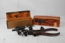 Lyman model 310, handloading press, with multiple dies for 22 Hornet. Used, in good condition.