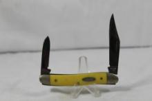 Case 1975 two blade. 2.5 inch main blade. Synthetic yellow scales.