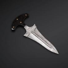Two Damascus Pointed Daggers with 7" blade and leather sheath. New in box
