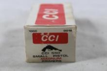 One box of CCI small pistol primers, count 1,000.