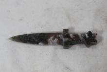 Small moss Agate stone carved knife from Ok;ahome Indian Res.