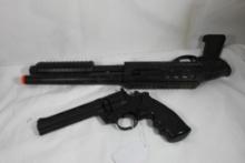 One Crosman pistol and one pump toy shotgun. Used.