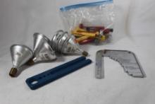 Bag of reloading accessories, powder funnels, powder scoops, etc.