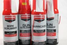 One spray can of Barricade rust preventative and three spray cans of Bore scrubber.