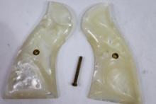 Ajax white Mother of Pearl grip panels for Ruger Redhawk. In package.
