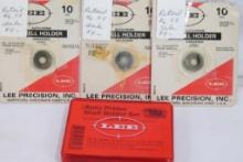 Red Lee factory box of shell holder set, looks complete and three additional #10 shell holders. In