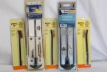 Two rifle cleaning kits One 17 cal and one 22 cal and three brass wire brushes. In packages.