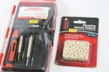 One Airgun cleaning kit and one package of cleaning pellets. In packages.