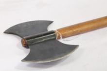 Two sided battle axe. 22" wood handle.
