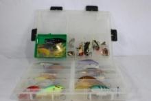 Three plastic boxes with fishing lures. Used.