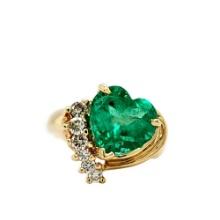 RARE GIA F1 Colombian Heart Emerald & Diamond Ring