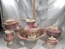 Antique Wash Basin With Chamber Pot & Matching Ceramic