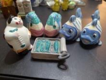 Set of 6 Fish Themed Salt and Pepper Shakers