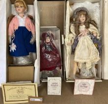 3PC CHARACTER DOLLS IN BOXES - PEGGY SUE, LITTLE RED RIDING HOOD AND LITTLE BO PEEP