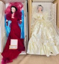 2PC FRANKLIN MINT HEIRLOOM COLLECTION "SCARLETT O'HARA" DOLLS IN BOXES