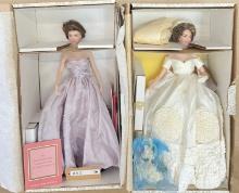 2PC FRANKLIN MINT "JAQUELINE KENNEDY" HEIRLOOM COLLECTION DOLLS IN BOXES