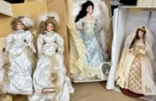 4PC FRANKLIN MINT HEIRLOOM COLLECTION VICTORIAN AND PRINCESS DOLLS