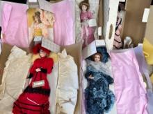5PC FRANKLIN MINT AND MARYSE NICOLE VICTORIAN DOLLS IN BOXES