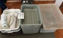 LOT OF BUS TUBS, STERNO COVERS, ETC.