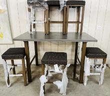NEW 7PC PATIO TABLE WITH 6 BARSTOOLS