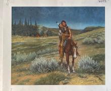 David Manuel (1940-) "Chief Joseph on Horse" Signed Print