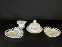 Vintage Milk glass covered butter dish