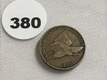 1858 Flying Eagle Cent, Large Letter, Fine