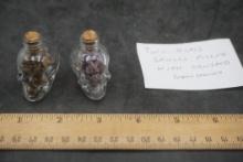 2 - Glass Skulls Filled W/ Crushed Gemstones